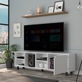 Tuhome Valdivia Tv Stand for TV's up 70 in. Four Open Shelves, Five Legs, White RLB6713